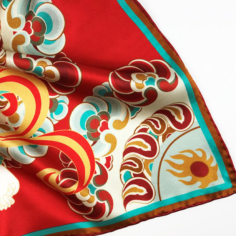 Buddha Stones敦煌 反芻 琵琶 飛翔 フレスコ画 100% 桑絹 スカーフ 高級 6A 敦煌 ショール