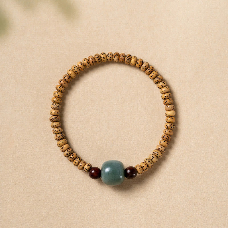 Buddha Stones菩提樹の小さな葉の紫檀の知恵のブレスレット