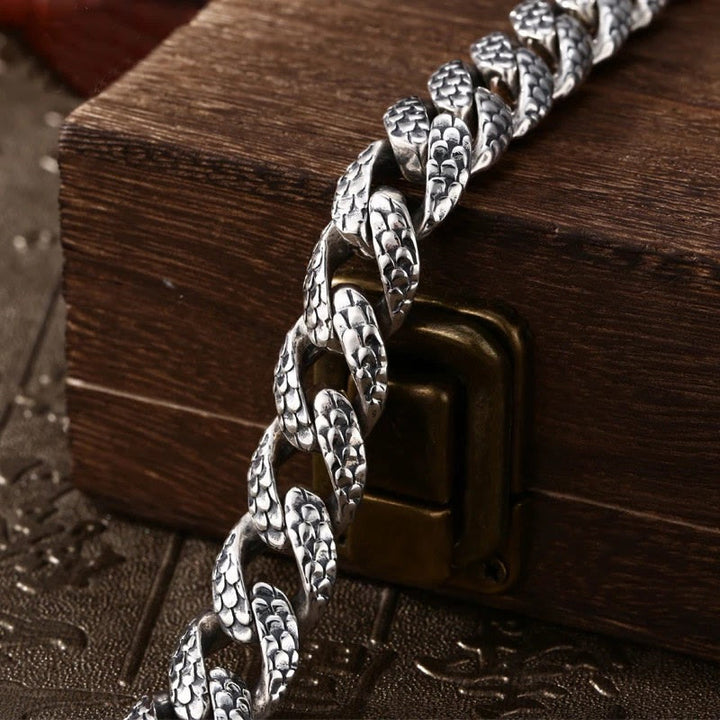 Buddha Stonesレトロドラゴンスケールパターン彫刻守護ブレスレット