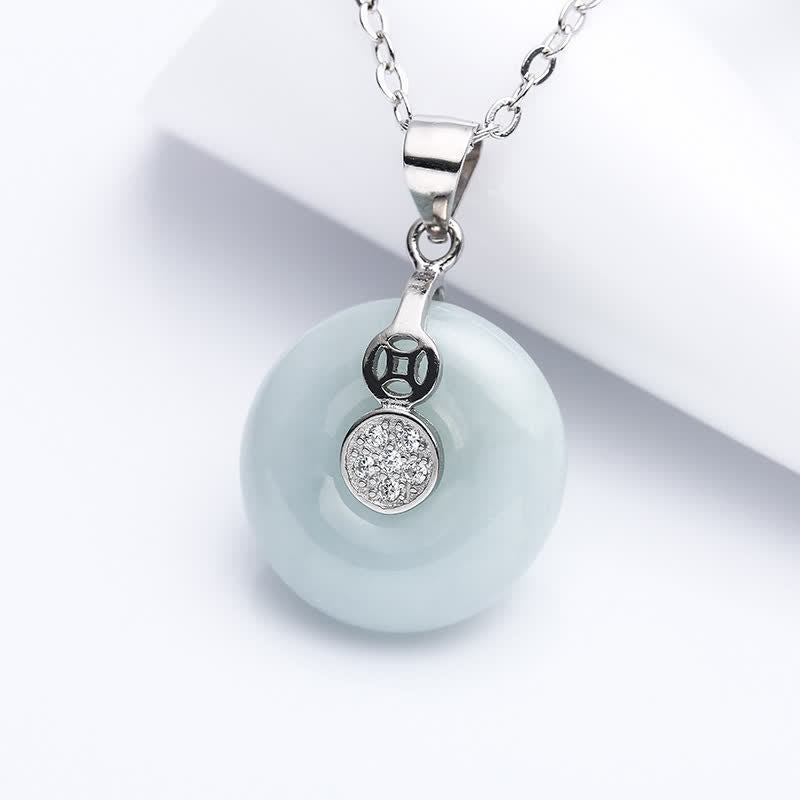 Buddha Stones925スターリングシルバー ピースバックル 翡翠コイン 幸運のネックレスペンダント