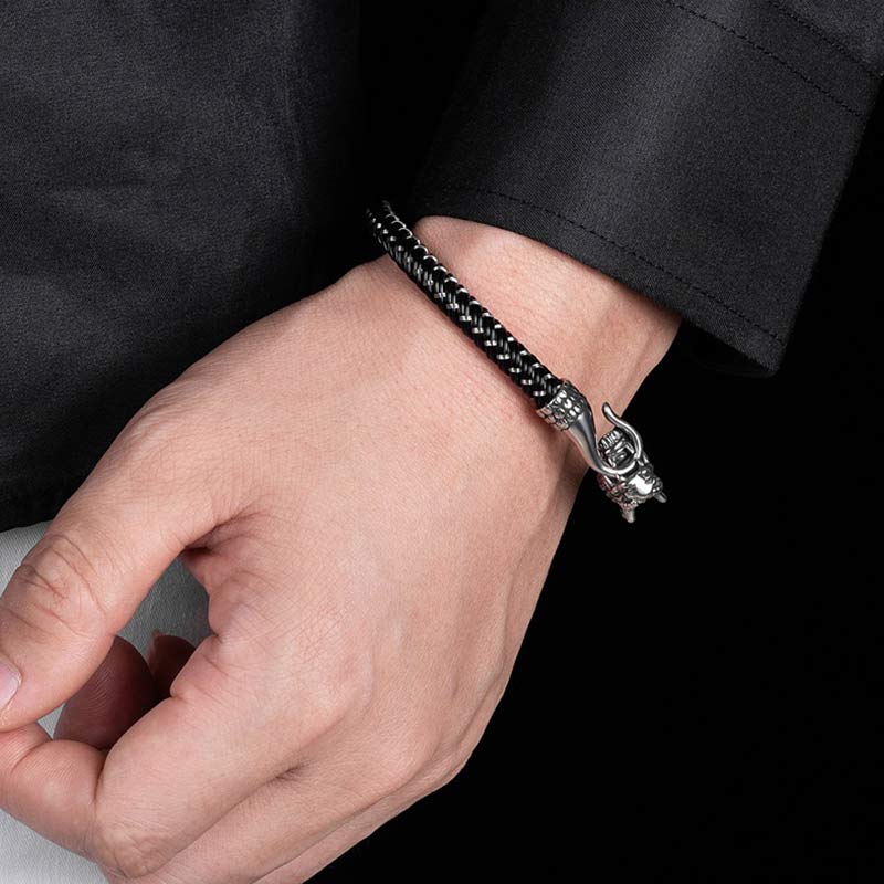 Buddha Stones龍 チタン鋼 守護幸運ブレスレット