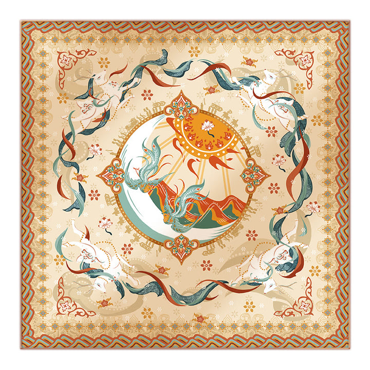 Buddha Stones敦煌日月山 100% 桑シルクスカーフ 敦煌ショール