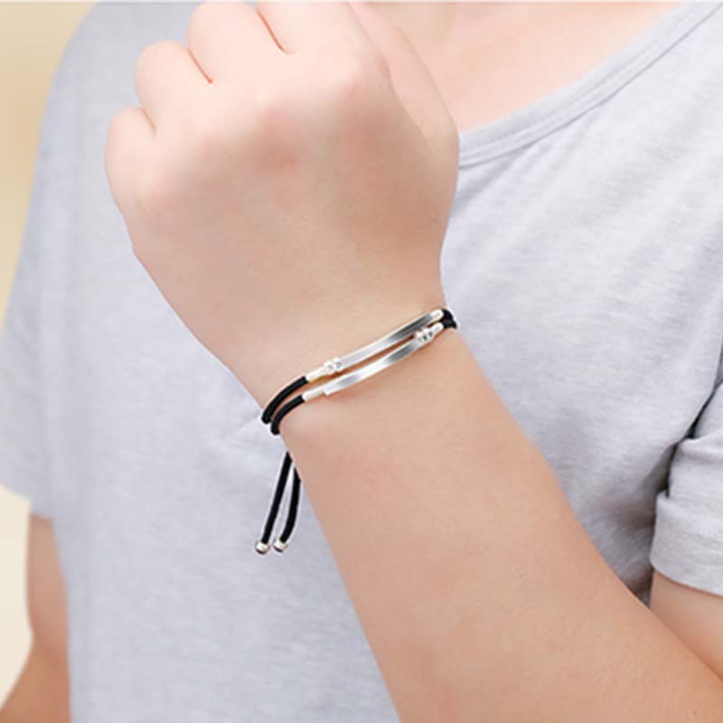 Buddha Stones925 スターリングシルバー レッドストリング レイヤードブレイドブレスレット