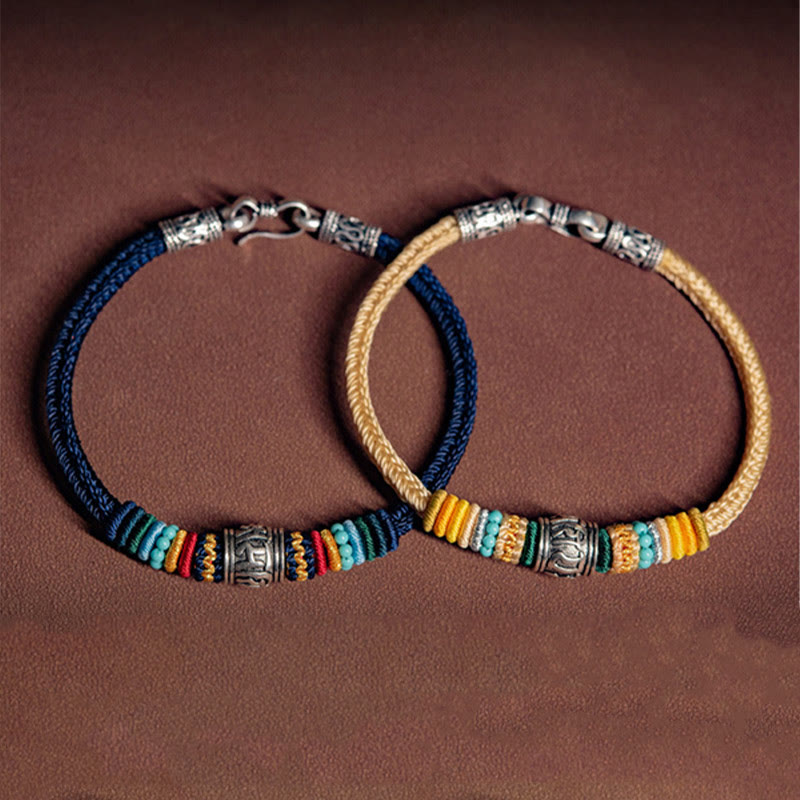 Buddha Stonesハンドメイド925スターリングシルバーチベットオーム・マニ・パドメ・フムピュリティ編みブレスレット - image 12