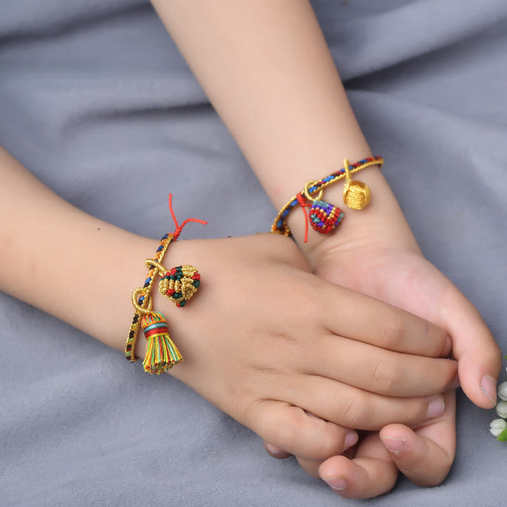 Buddha Stonesカラフルロープ 幸運 手作り 粽 ゴールデンボール チャームブレスレット