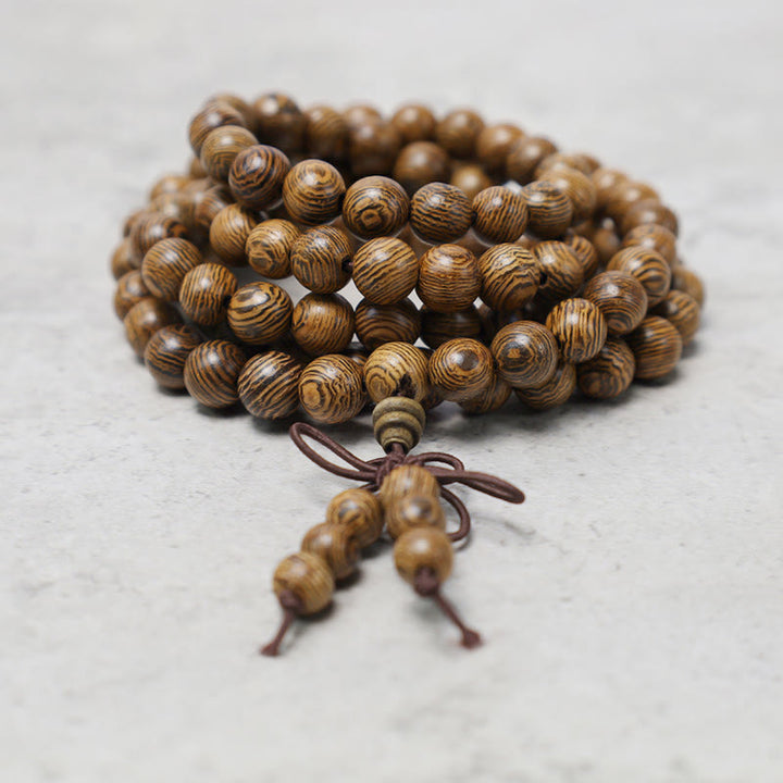 Buddha Stones108 個入りMalaビーズ ブレスレット 祈り 瞑想 白檀 弾性