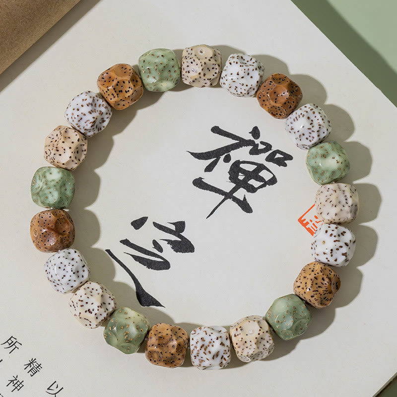 Buddha Stones天然 カラフル 菩提樹 縁起 富のブレスレット