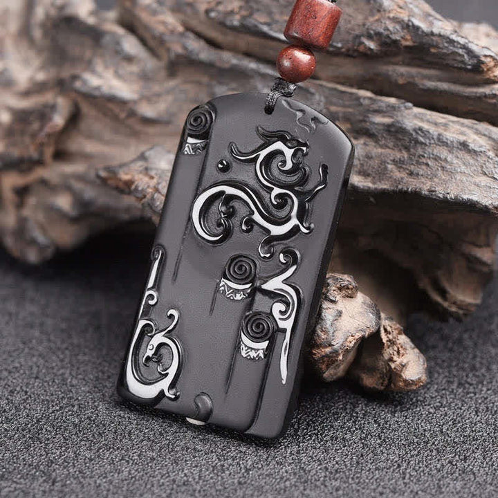 Buddha Stonesブラックオブシディアン ドラゴンフェニックス 成功ネックレスペンダント - image 4