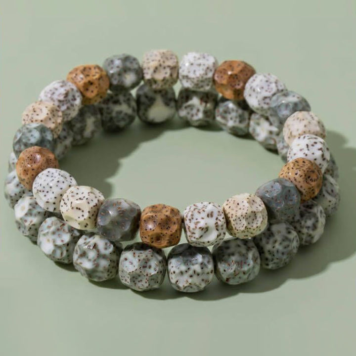 Buddha Stones天然 カラフル 菩提樹 縁起 富のブレスレット