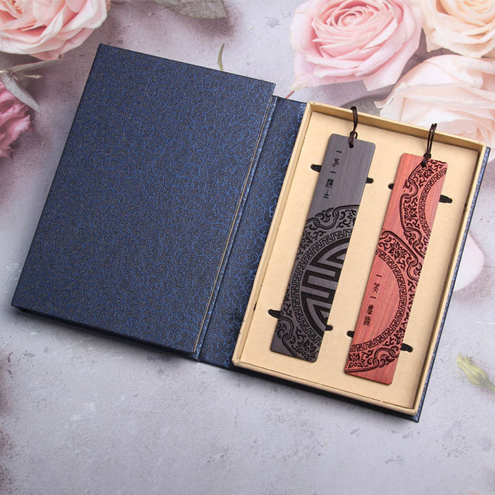 Buddha Stones禅の悟りの名言 黒檀の小葉 紫檀のしおり ギフトボックス付き