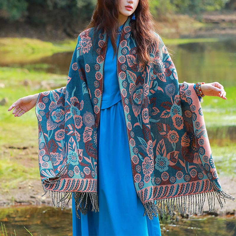 Buddha Stonesの花 花柄 葉柄 デザイン ショール 心地よい 旅行用 スカーフ ラップ