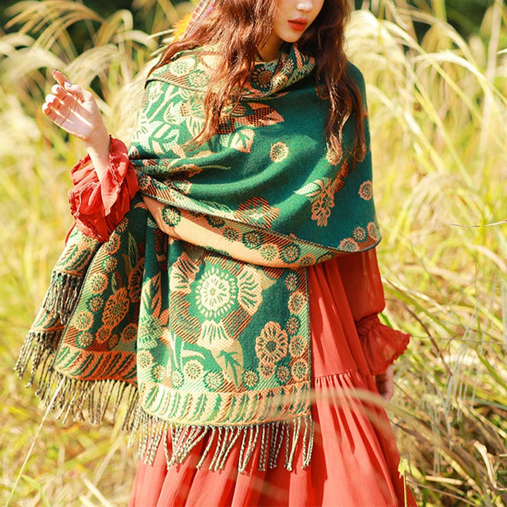 Buddha Stonesの花 花柄 葉柄 デザイン ショール 心地よい 旅行用 スカーフ ラップ