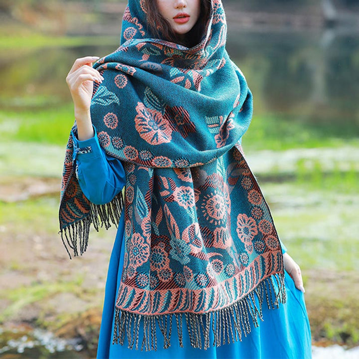 Buddha Stonesの花 花柄 葉柄 デザイン ショール 心地よい 旅行用 スカーフ ラップ