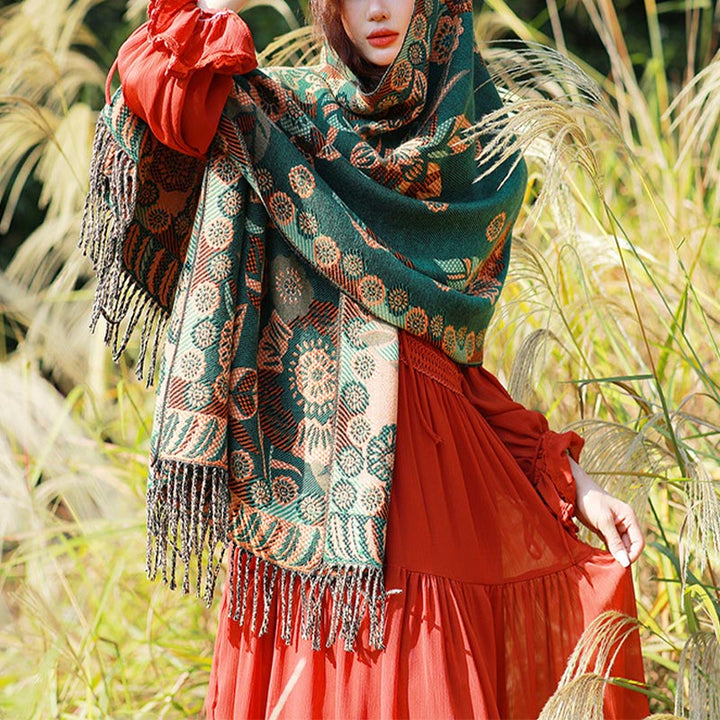 Buddha Stonesの花 花柄 葉柄 デザイン ショール 心地よい 旅行用 スカーフ ラップ