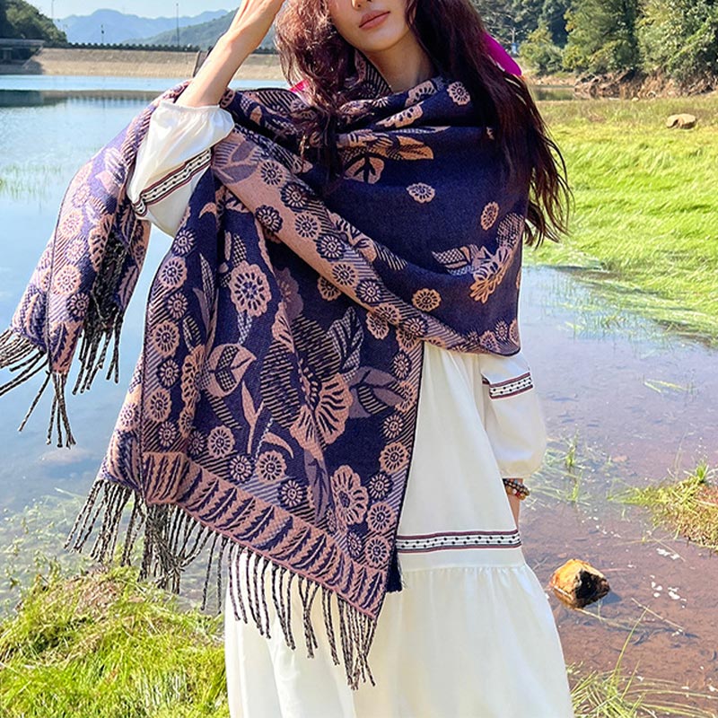 Buddha Stonesの花 花柄 葉柄 デザイン ショール 心地よい 旅行用 スカーフ ラップ