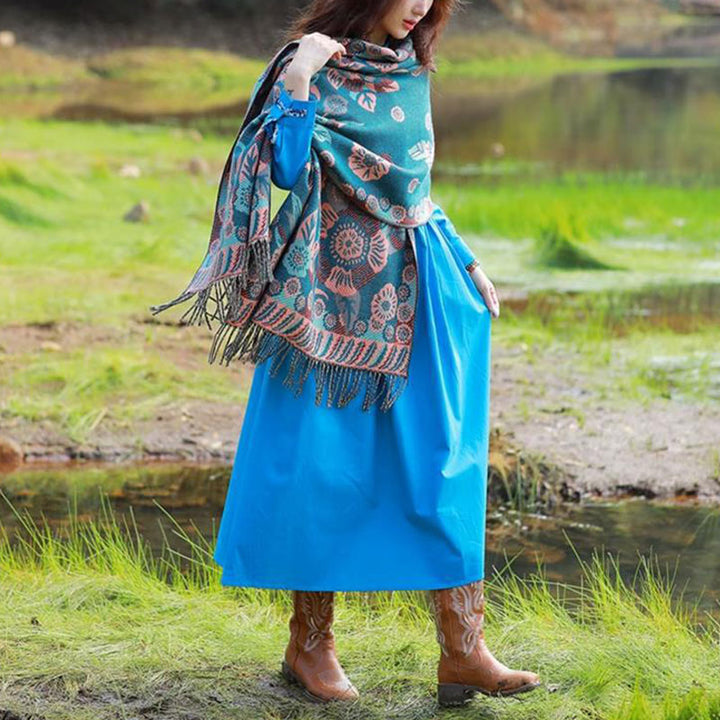 Buddha Stonesの花 花柄 葉柄 デザイン ショール 心地よい 旅行用 スカーフ ラップ