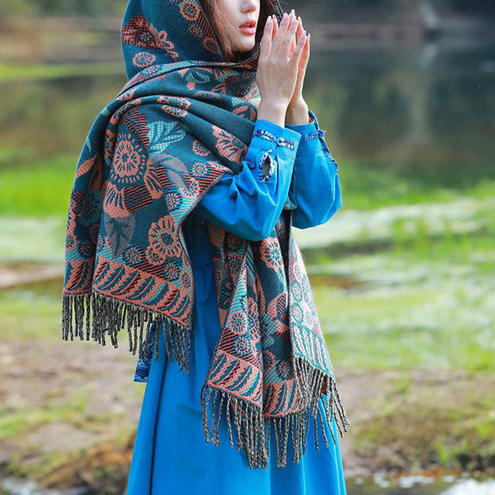 Buddha Stonesの花 花柄 葉柄 デザイン ショール 心地よい 旅行用 スカーフ ラップ