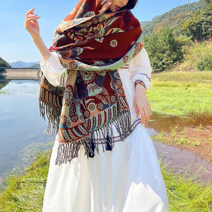 Buddha Stonesの花 花柄 葉柄 デザイン ショール 心地よい 旅行用 スカーフ ラップ