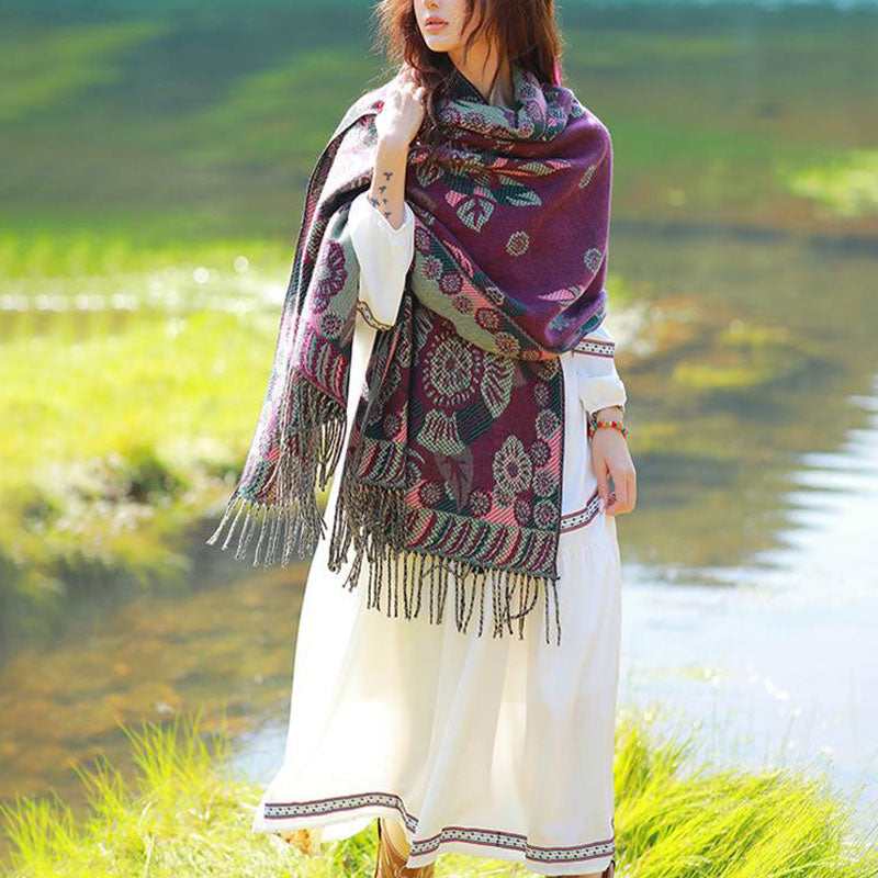 Buddha Stonesの花 花柄 葉柄 デザイン ショール 心地よい 旅行用 スカーフ ラップ