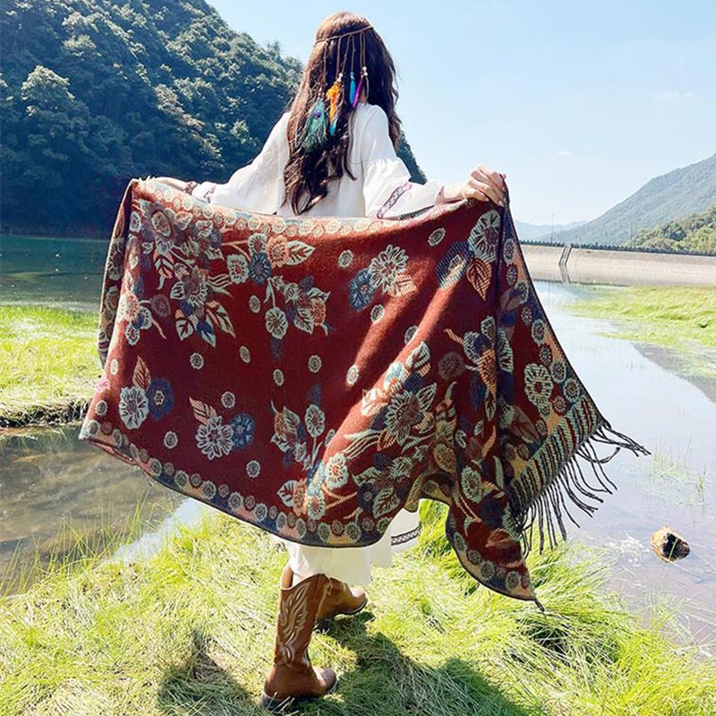 Buddha Stonesの花 花柄 葉柄 デザイン ショール 心地よい 旅行用 スカーフ ラップ