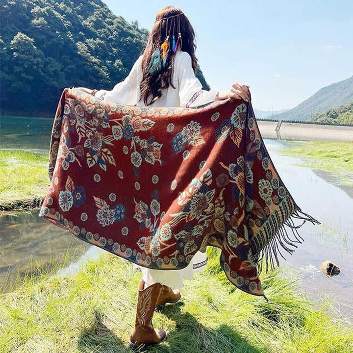 Buddha Stonesの花 花柄 葉柄 デザイン ショール 心地よい 旅行用 スカーフ ラップ