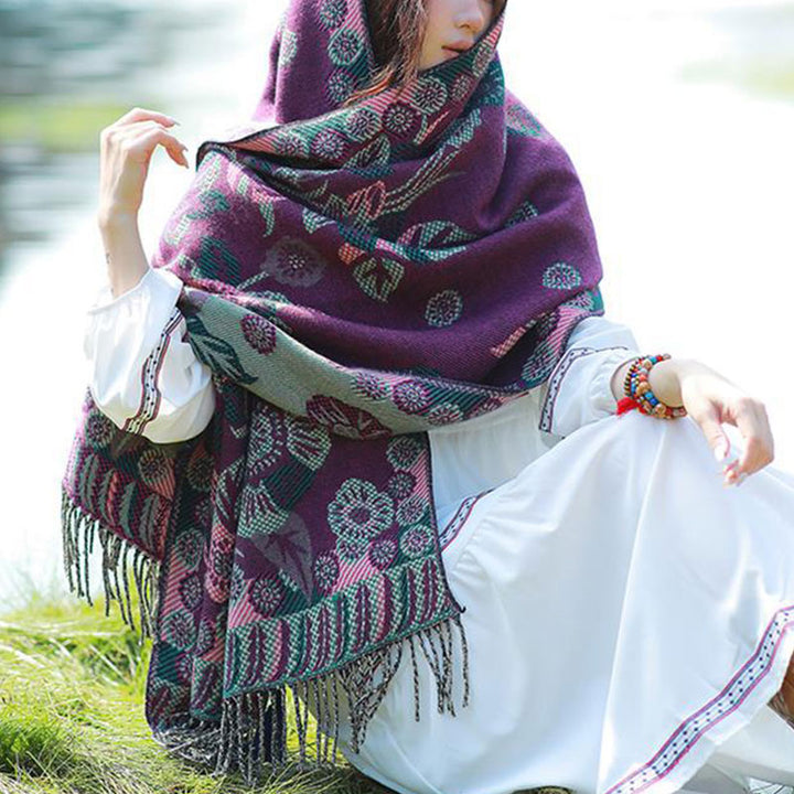 Buddha Stonesの花 花柄 葉柄 デザイン ショール 心地よい 旅行用 スカーフ ラップ