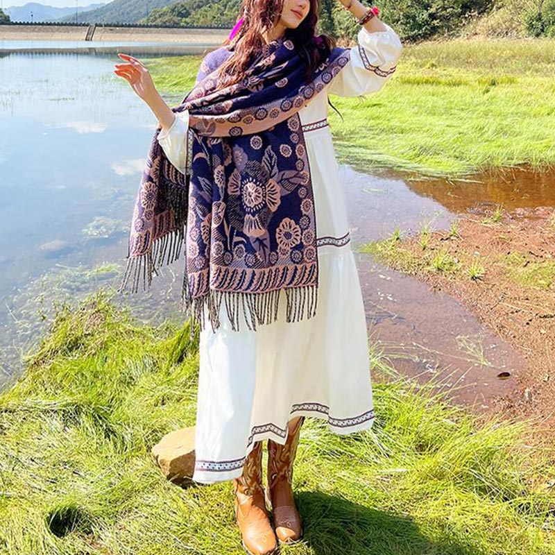 Buddha Stonesの花 花柄 葉柄 デザイン ショール 心地よい 旅行用 スカーフ ラップ