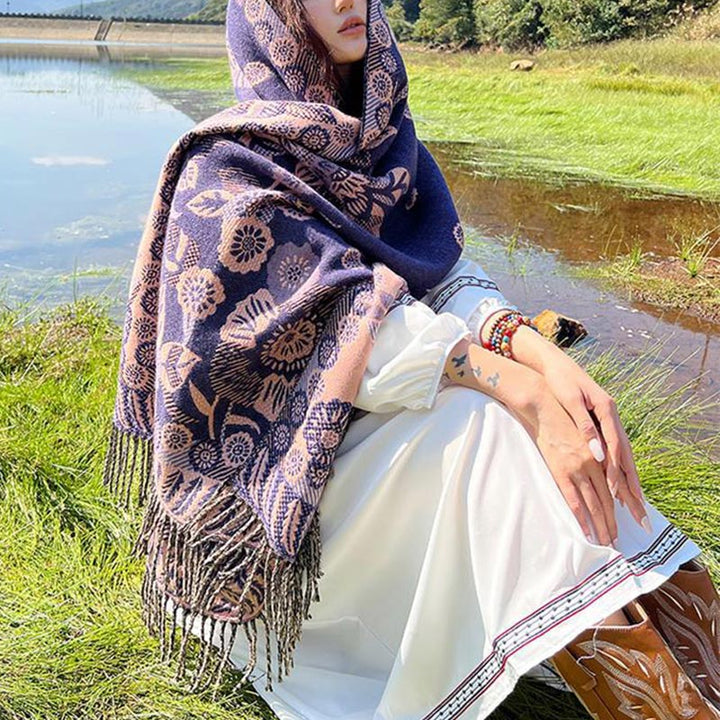 Buddha Stonesの花 花柄 葉柄 デザイン ショール 心地よい 旅行用 スカーフ ラップ