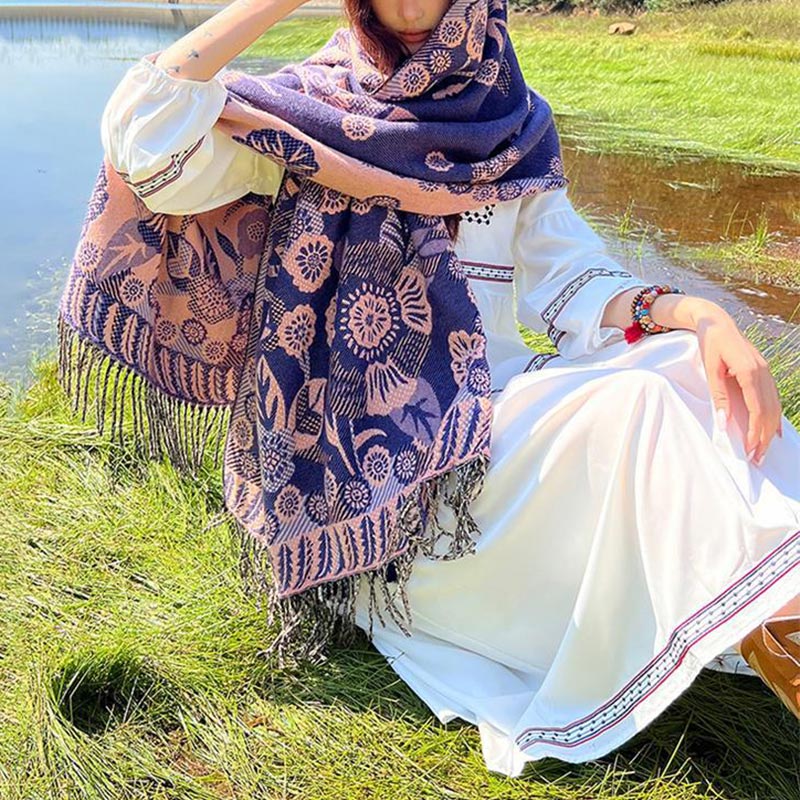 Buddha Stonesの花 花柄 葉柄 デザイン ショール 心地よい 旅行用 スカーフ ラップ