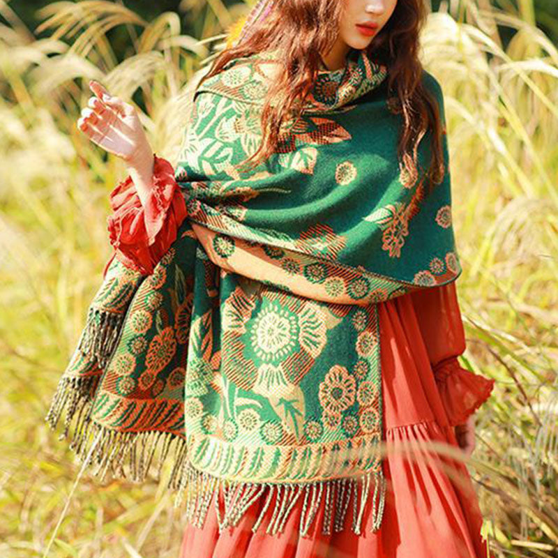 Buddha Stonesの花 花柄 葉柄 デザイン ショール 心地よい 旅行用 スカーフ ラップ