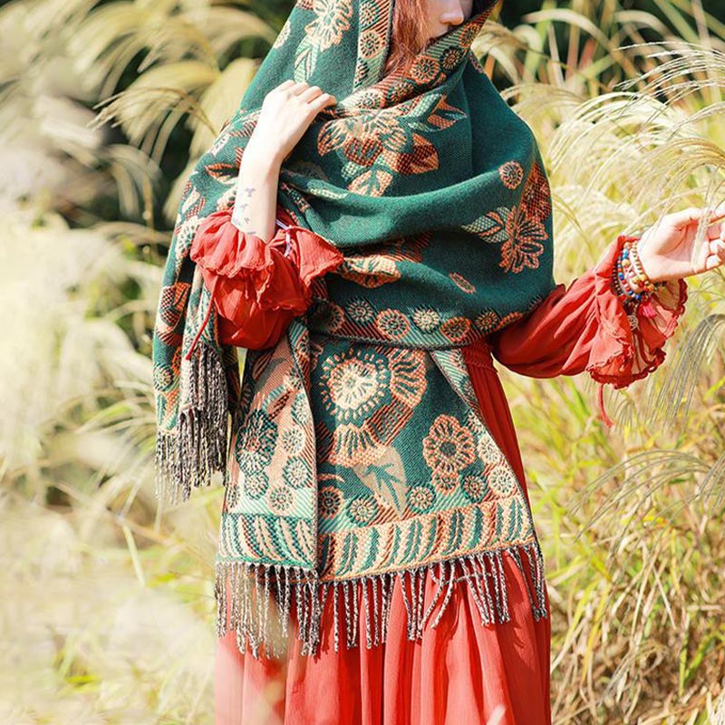 Buddha Stonesの花 花柄 葉柄 デザイン ショール 心地よい 旅行用 スカーフ ラップ