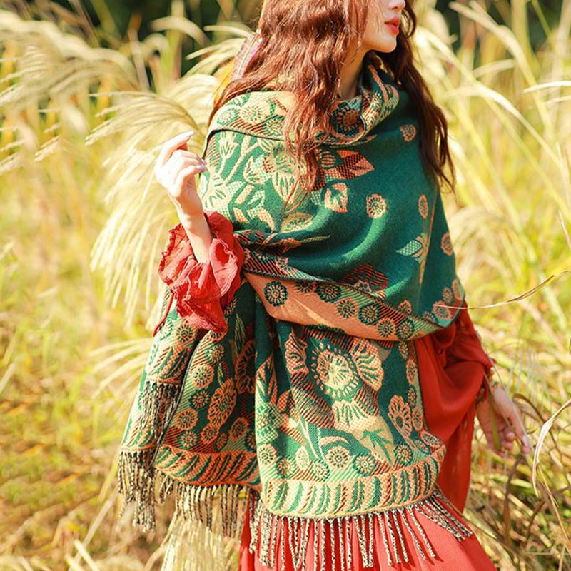 Buddha Stonesの花 花柄 葉柄 デザイン ショール 心地よい 旅行用 スカーフ ラップ