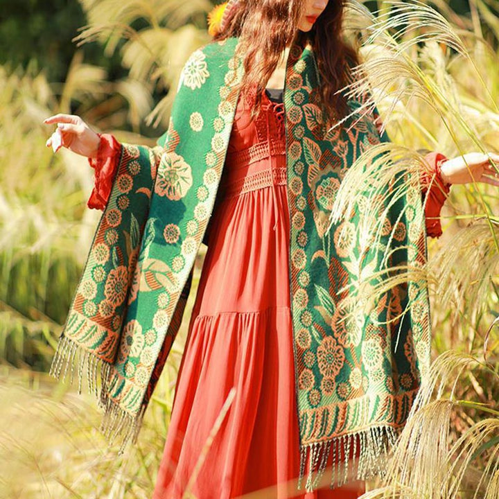 Buddha Stonesの花 花柄 葉柄 デザイン ショール 心地よい 旅行用 スカーフ ラップ