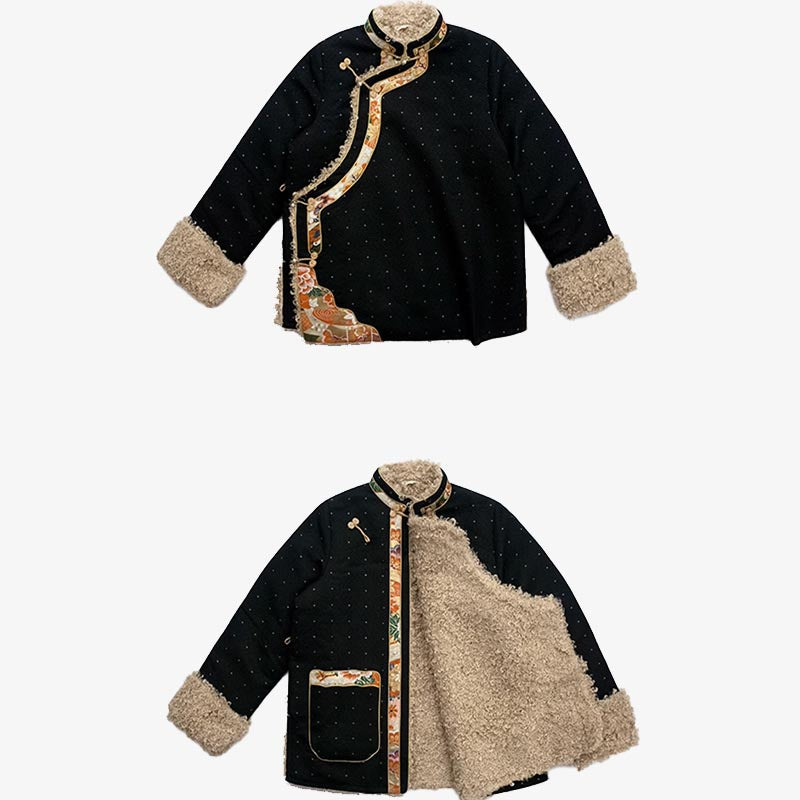 Buddha Stonesチベット衣装ラサフリース裏地付きトップス冬物女性服