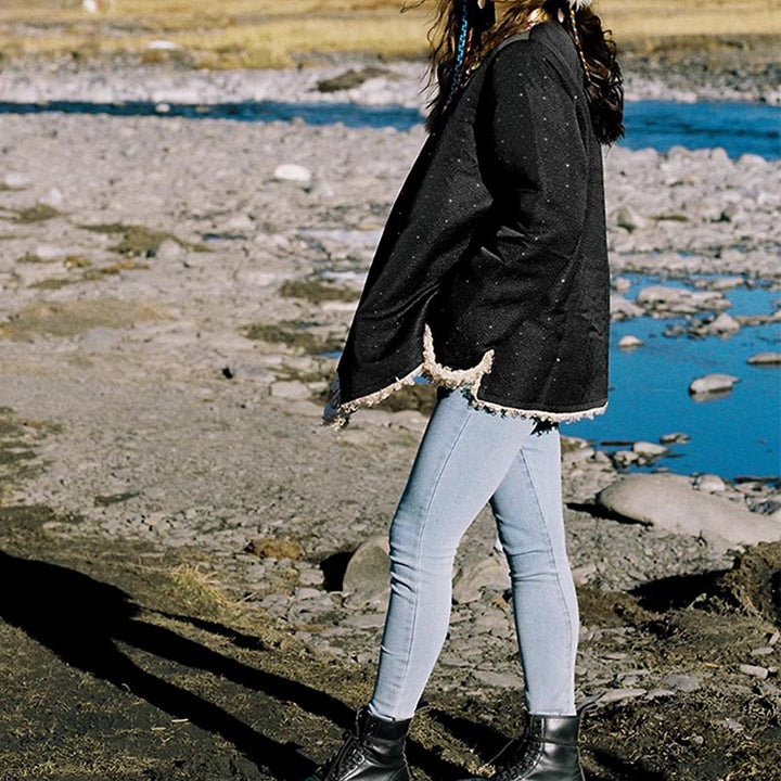 Buddha Stonesチベット衣装ラサフリース裏地付きトップス冬物女性服