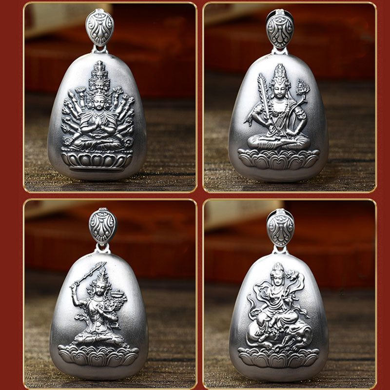 Buddha Stones999 スターリングシルバー十二支誕生仏般若心経 刻印入り 守護ネックレス ペンダント - image 1