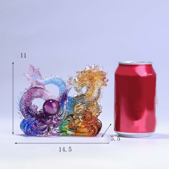 龍の年Buddha Stones手作り 龍 パールインゴット 琉璃 クリスタル アートピース 保護 家庭 オフィス 装飾