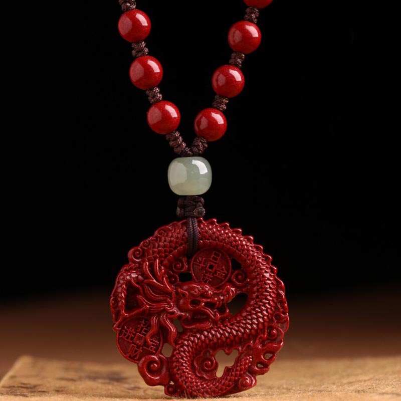 Buddha Stonesの年 天然辰砂 和田翡翠ビーズ 銅貨 富と力を引き寄せる ネックレスペンダント