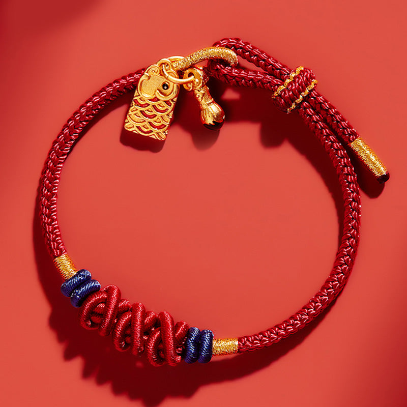 Buddha Stones925スターリングシルバー 鯉チャーム 富と成功の編み込みブレスレット