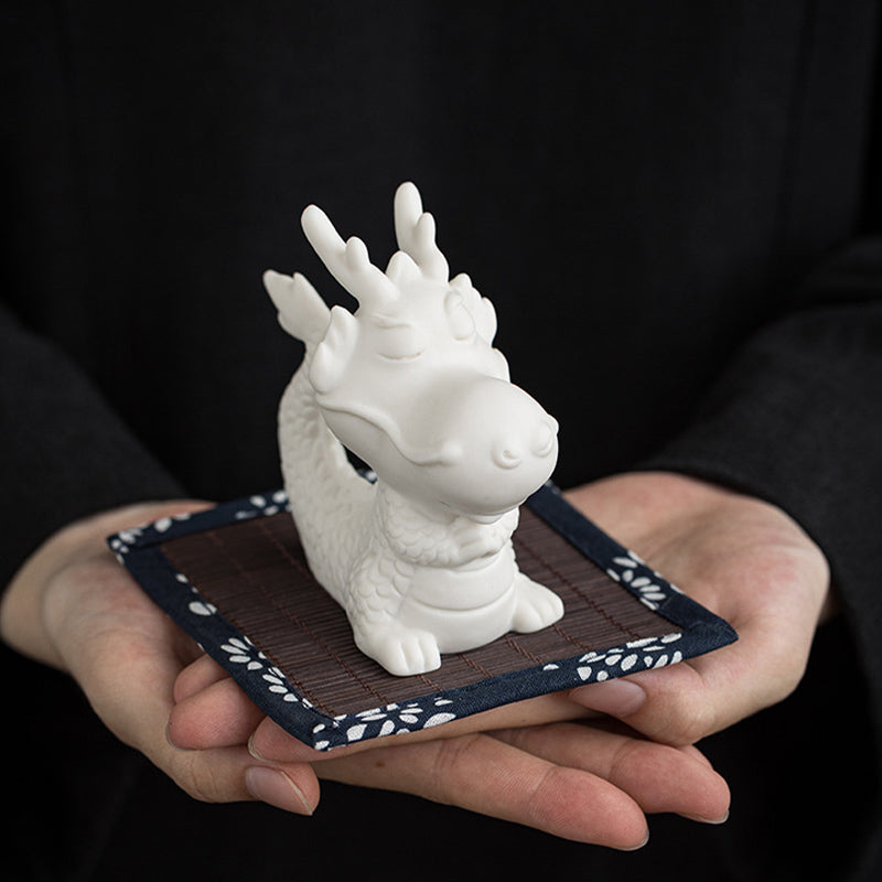 龍年幸運のBuddha Stones白磁陶器ティーペットホーム置物装飾