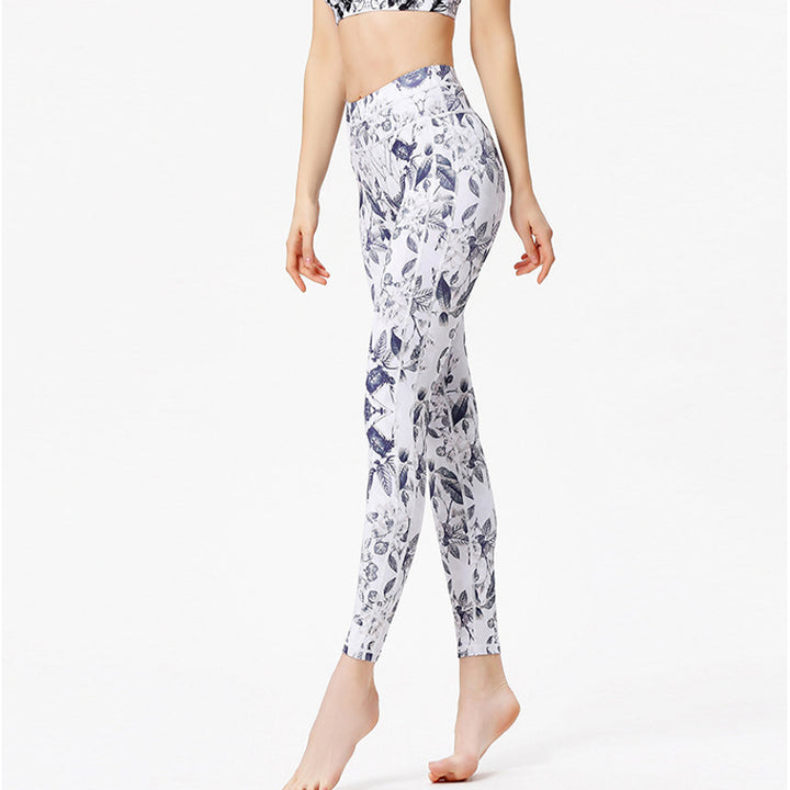 Buddha Stonesの花と葉のプリントパンツ スポーツフィットネス ヨガレギンス レディース ヨガパンツ - image 6