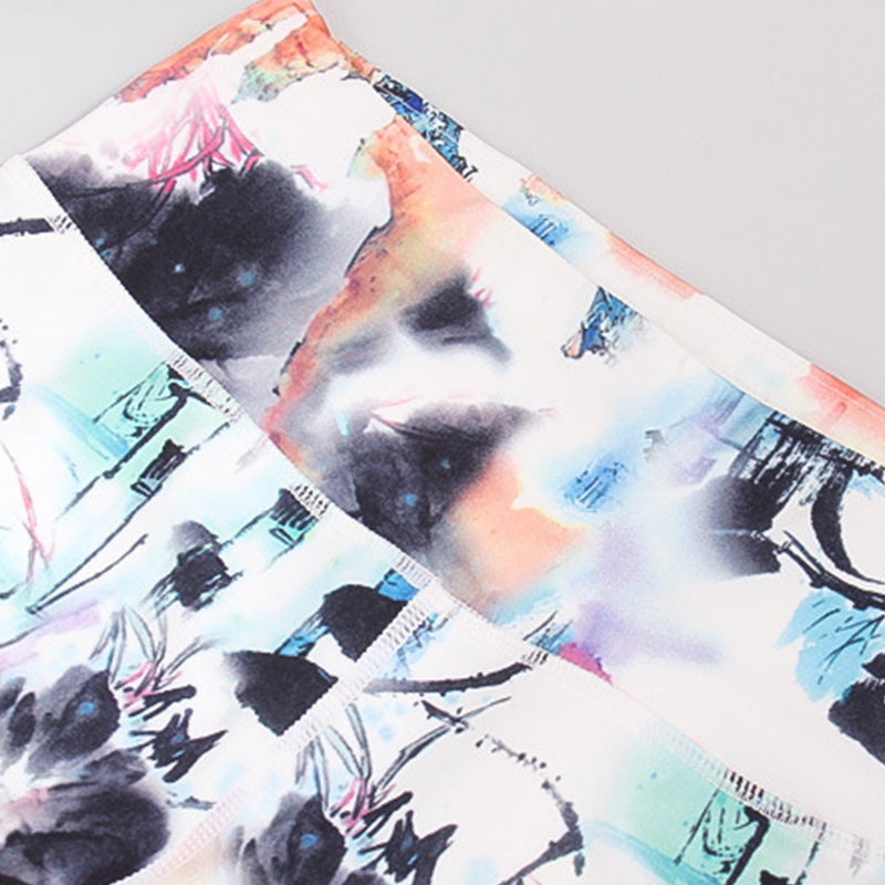 Buddha Stonesピンク 花 ホワイト カラフル インク ホワイト プリント レギンス スポーツ フィットネス ヨガ レディース パンツ - image 11