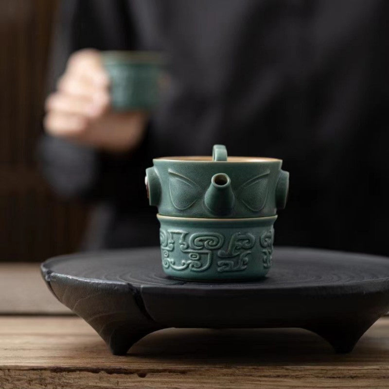 Buddha Stones三星堆陶器ティーカップ カンフーティーカップ バッグ付き