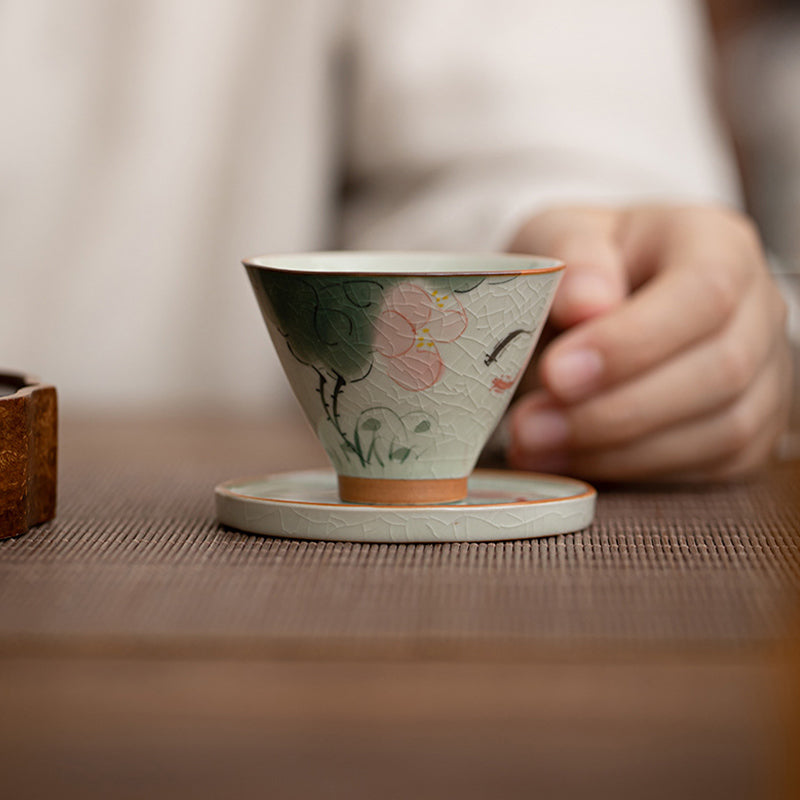 Buddha Stones柿舟 鯉 蓮 陶器 ティーカップ カンフーティーカップ 50ml