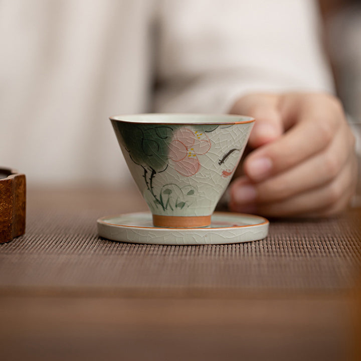 Buddha Stones柿舟 鯉 蓮 陶器 ティーカップ カンフーティーカップ 50ml