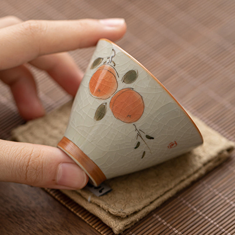 Buddha Stones柿舟 鯉 蓮 陶器 ティーカップ カンフーティーカップ 50ml