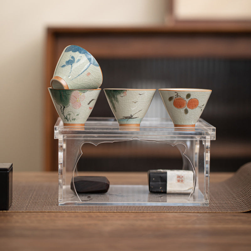 Buddha Stones柿舟 鯉 蓮 陶器 ティーカップ カンフーティーカップ 50ml