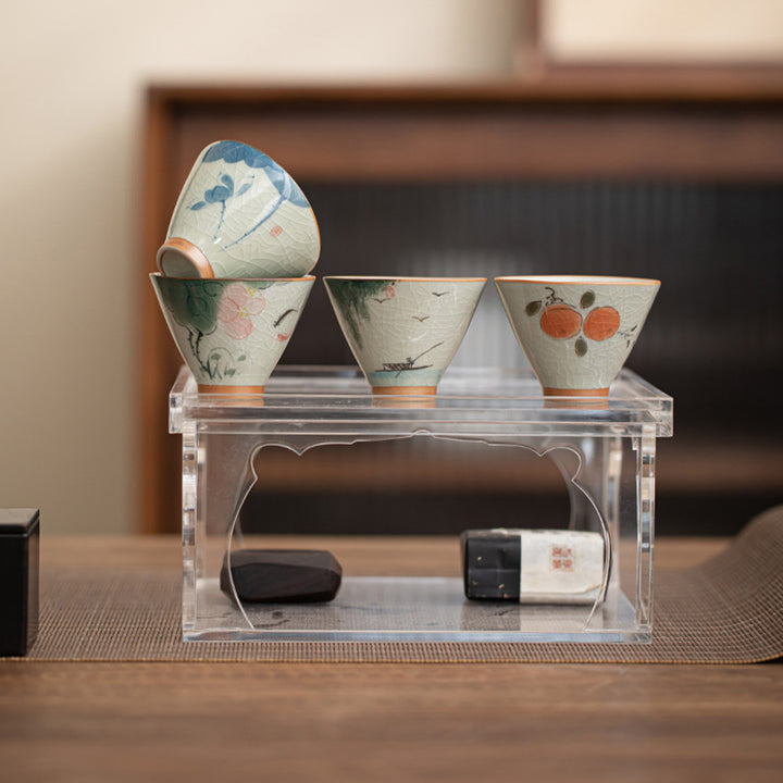 Buddha Stones柿舟 鯉 蓮 陶器 ティーカップ カンフーティーカップ 50ml