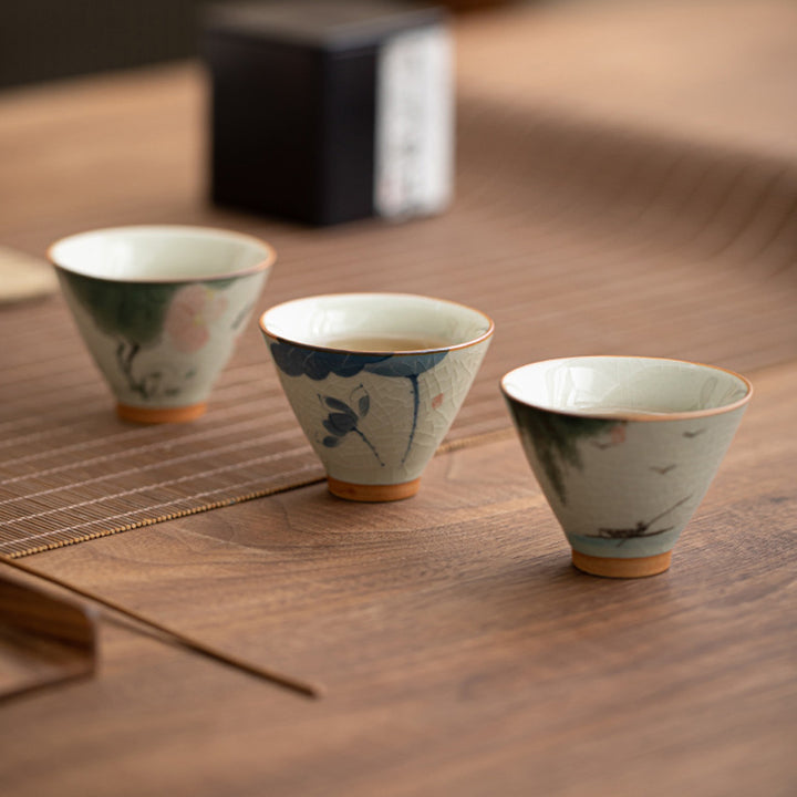 Buddha Stones柿舟 鯉 蓮 陶器 ティーカップ カンフーティーカップ 50ml