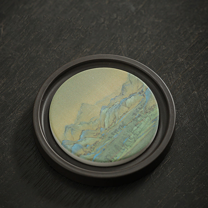 Buddha Stonesの花 桃色 般若心経 ビワ 木蓮 柿 陶器 カップマット パッド コースター カンフー ティーマット